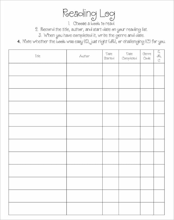 50 Reading Log Templates Free PDF Word Excel Formats