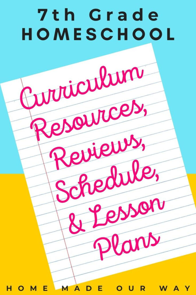 7th Grade Homeschool Schedule And Lesson Plan Homeschool Curriculum 