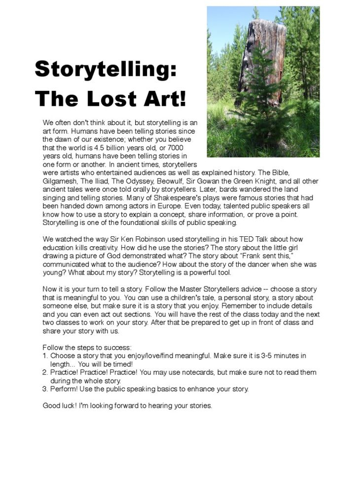 A Storytelling Presentation And Rubric For A Public Presentation Course 