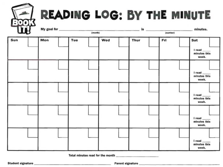 Book It Reading Log By The Minute Kindergarten Reading Log Reading 