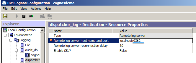 Cognos BI Logging Setup Applied Dimensionality