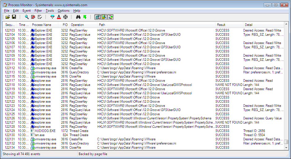 Collecting Process Monitor Log Knowledge Base