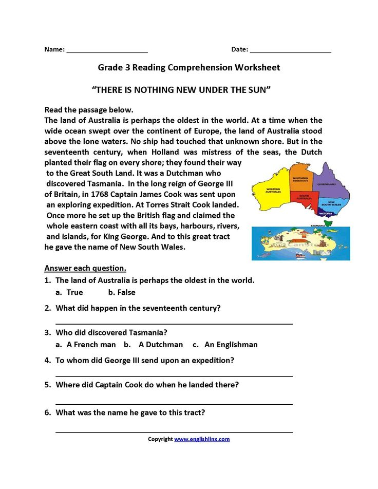 Comprehension Worksheets For Grade 2 4th Grade Reading Worksheets 