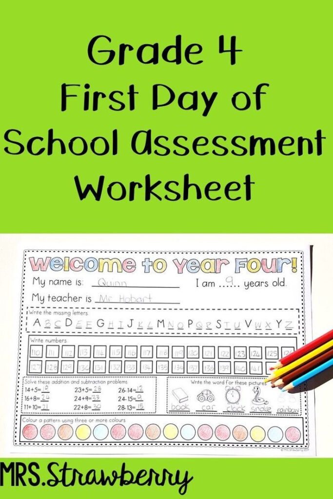 First Day Of School Assessment Worksheet Grade 4 This Worksheet Is A 