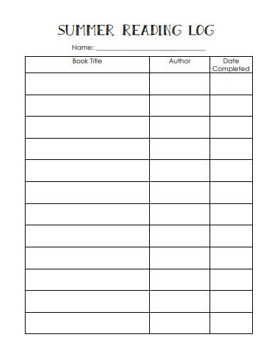 FREE 13 Summer Reading Log Templates In PDF MS Word Free Premium 