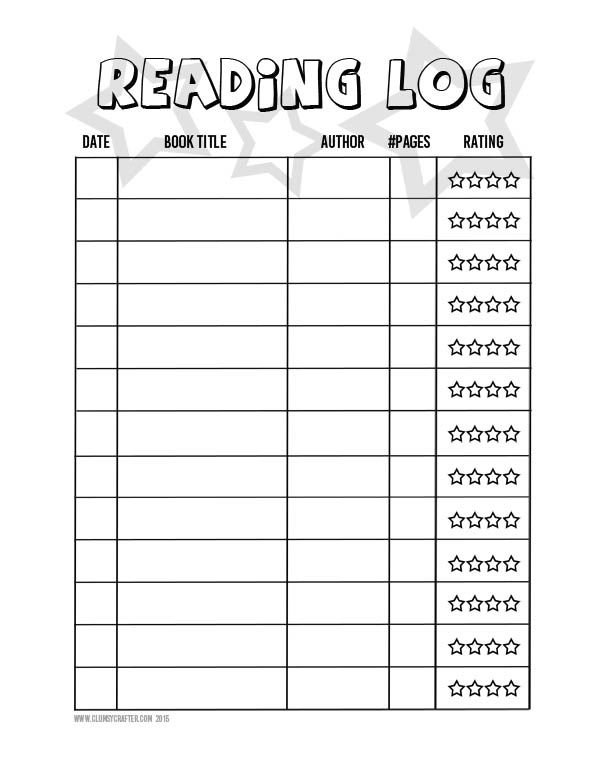 Free Printable Reading Log Clumsy Crafter Reading Log Printable