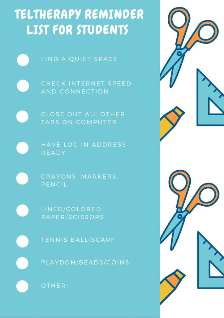 FREE PRINTABLE Teletherapy Reminder List For Students Fine Motor 