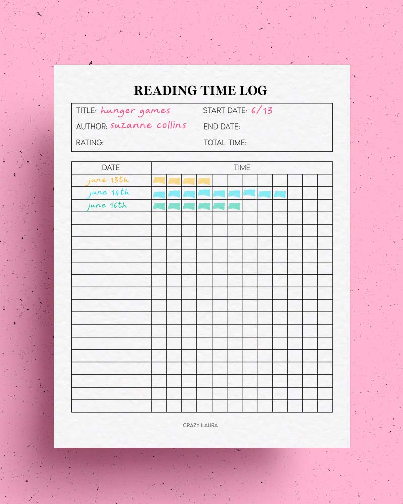 Free Reading Log And Book Review Printable Pages Crazy Laura