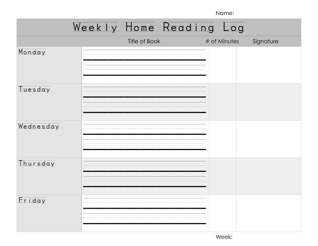 Home Reading Log By Msprince Ninja Plans