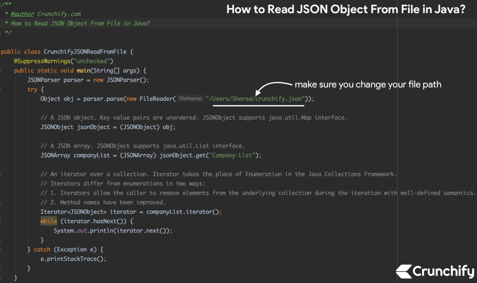 How To Read JSON Object From File In Java Crunchify