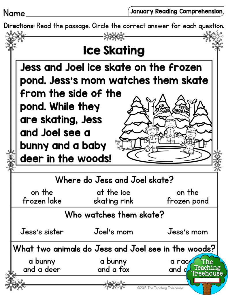 January Reading Comprehension Passages For Kindergarten And First Grade 