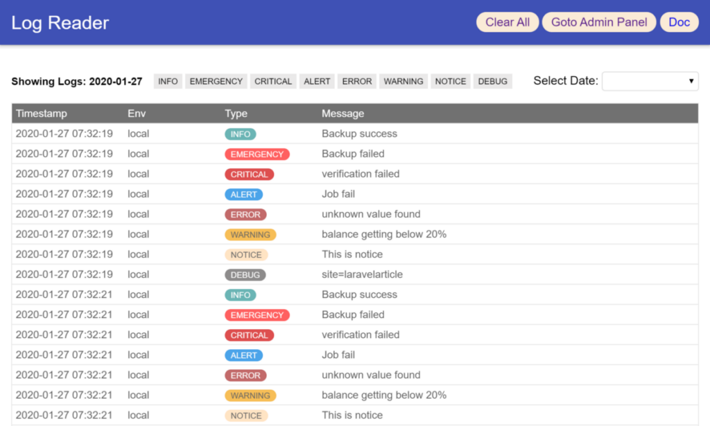 Laravel Log Reader A Simple Beautiful Log Viewer For Laravel 