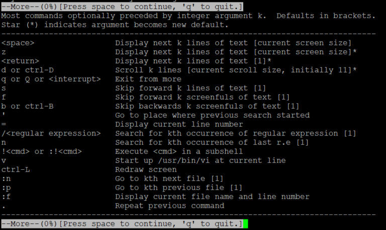 Linux More Command Examples On How Linux More Command Work