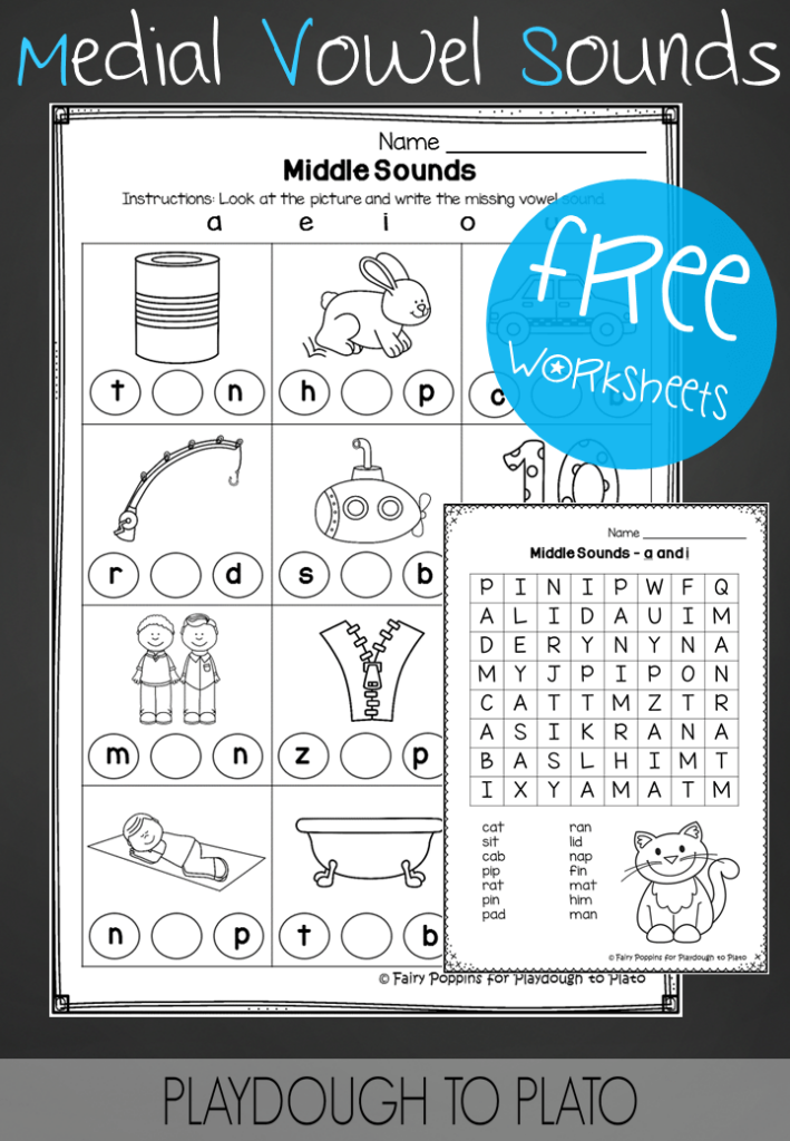 Middle Sounds Worksheets Playdough To Plato