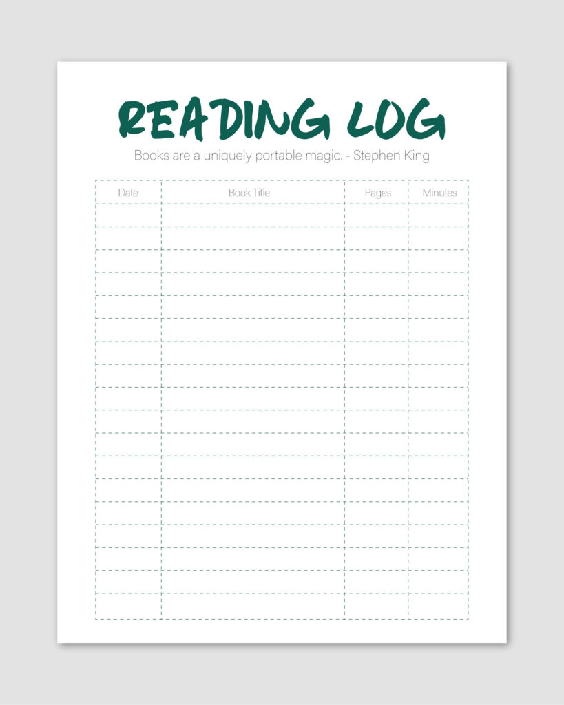 Printable Book Log And Reading Tracker Book Record Reading Chart 