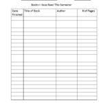 Printable Reading Log 4th Grade Template Calendar Design