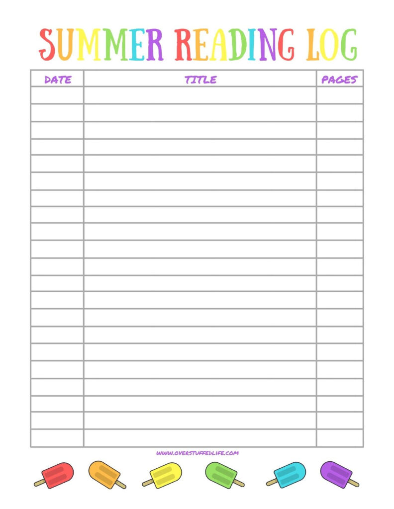 Printable Summer Reading Log For Kids Kids Summer Reading Summer 