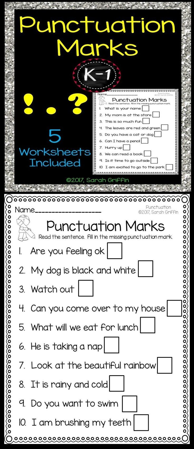 Punctuation Marks Worksheets Student Teaching Reading Tutoring 