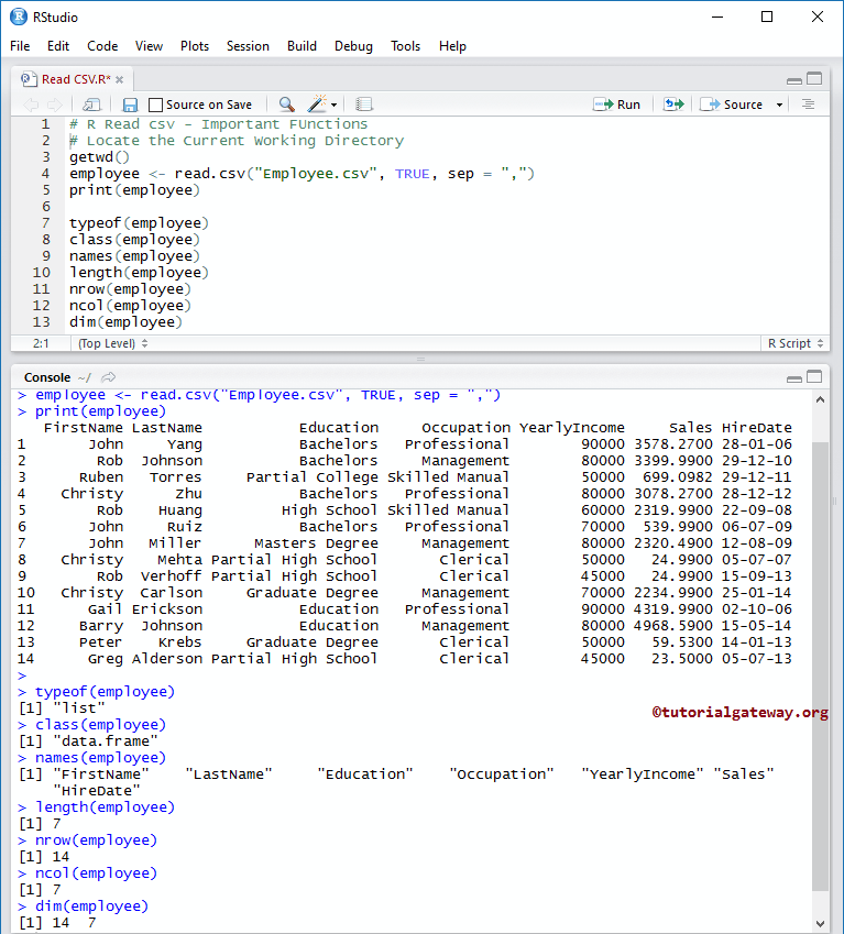 R Read CSV Function