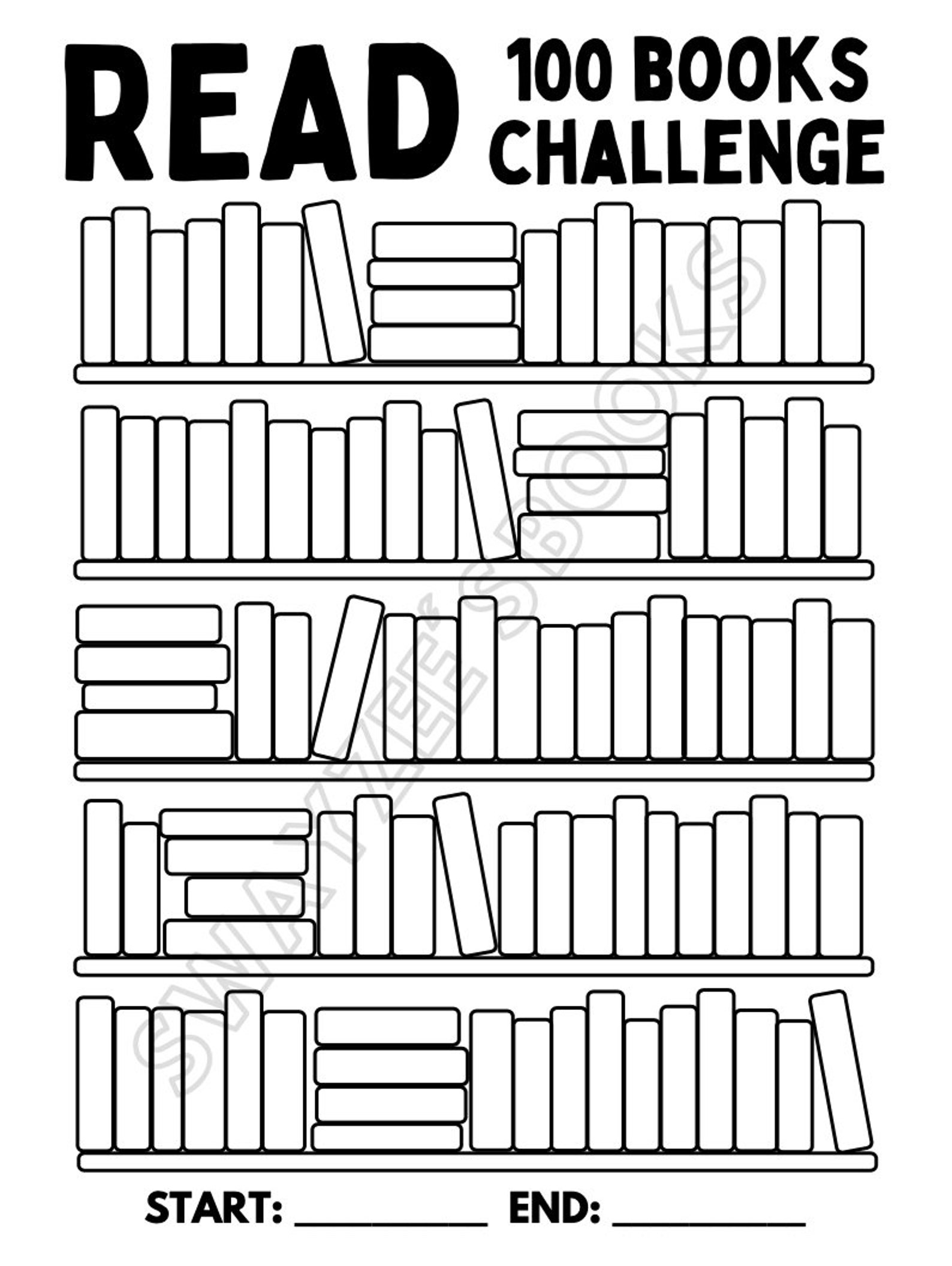 Read 100 Books Challenge Reading Log Printable Kids Etsy