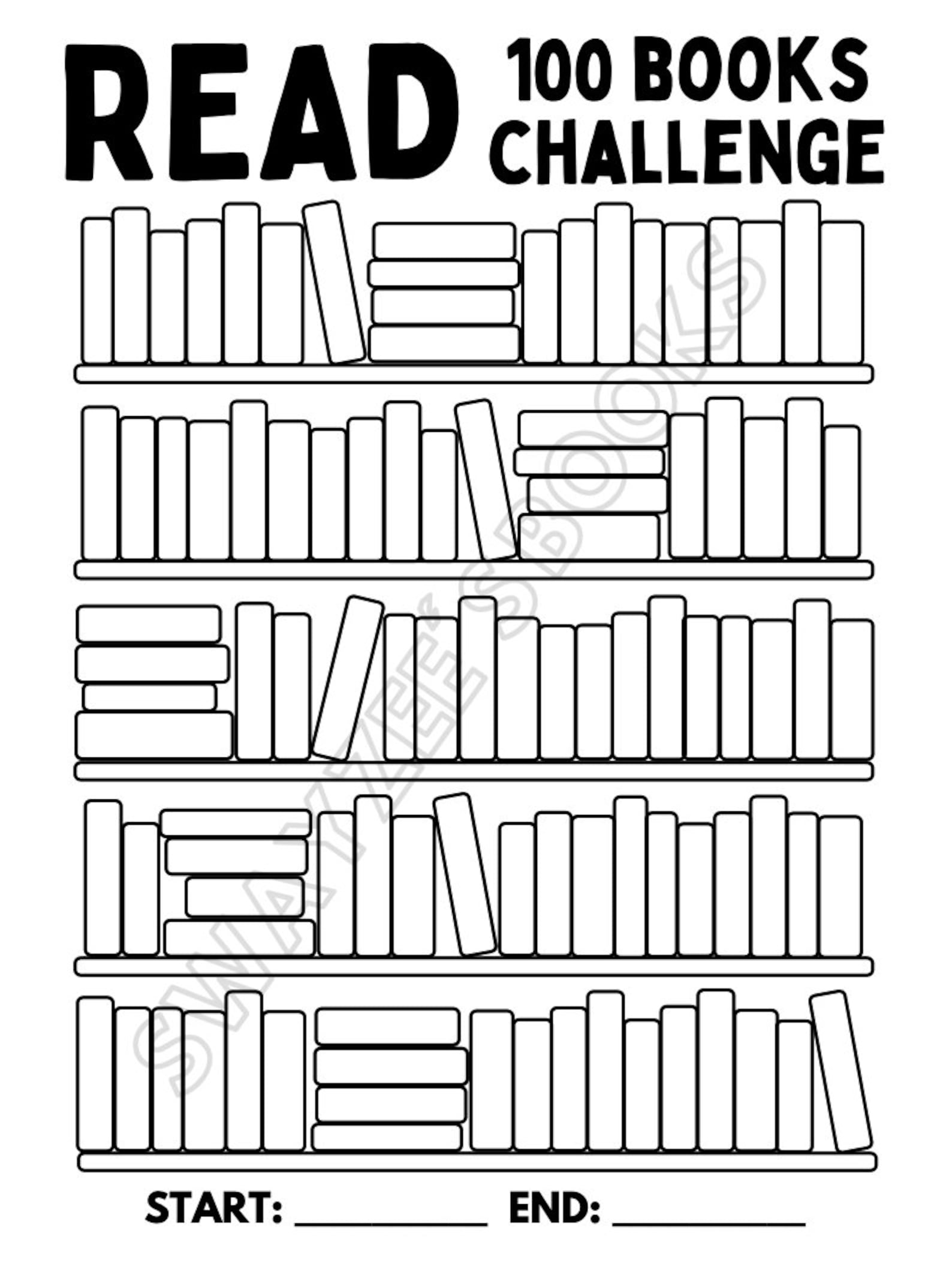 Read 100 Books Challenge Reading Log Printable Kids Etsy