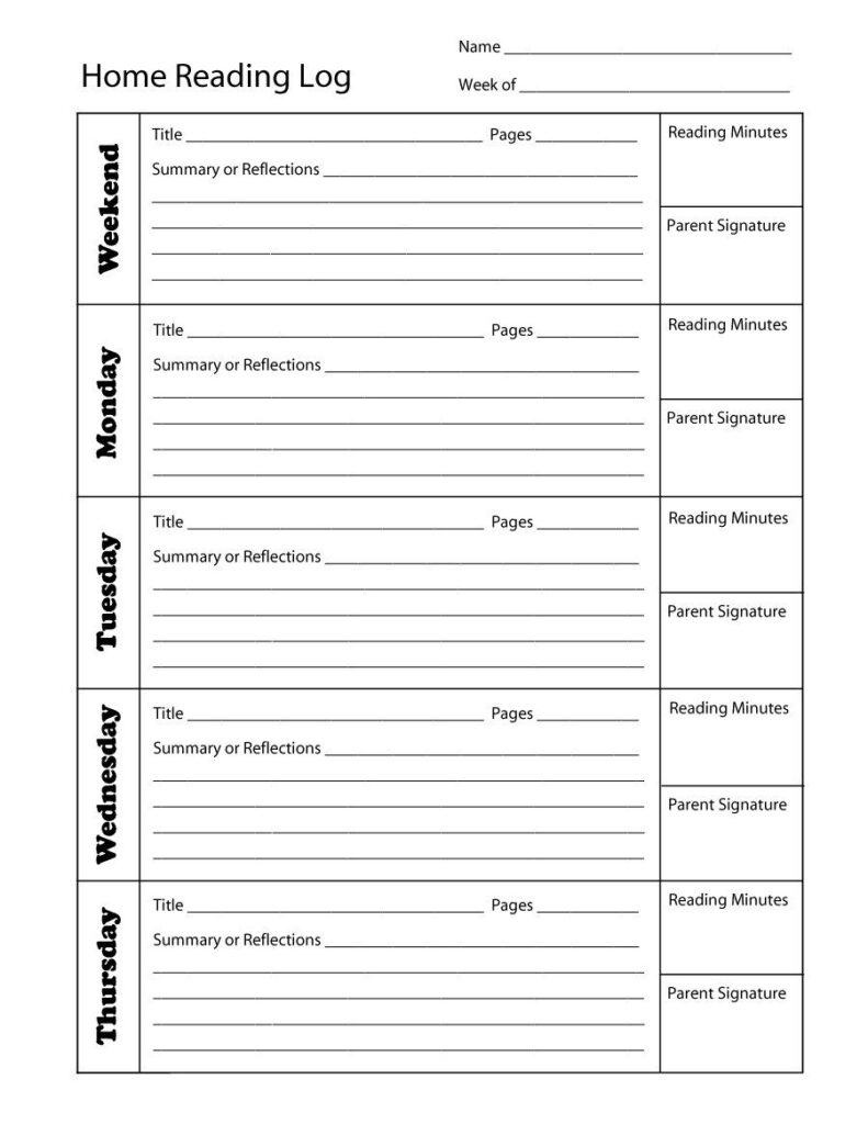 Reading Log Template 10 Reading Log Printable Reading Log Weekly 