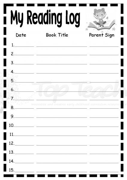 Reading Log With Parent Signature Google Search With Images 