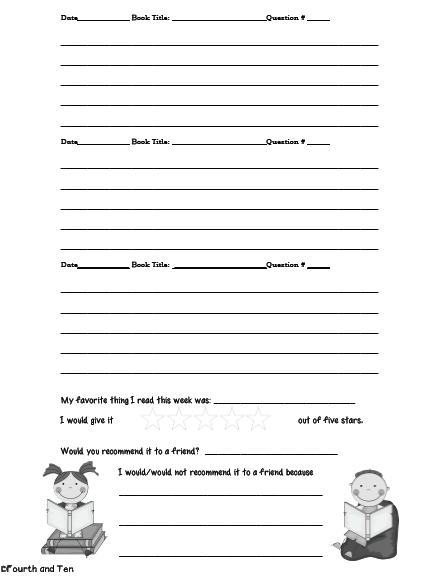 Reading Response Journal Prompts 4th Grade Reading Response Journal 