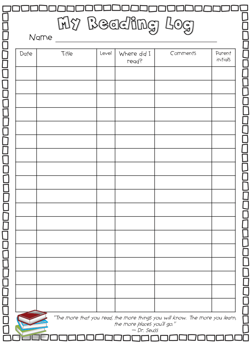 Readinglog pdf First Grade Reading Reading Logs Reading Classroom