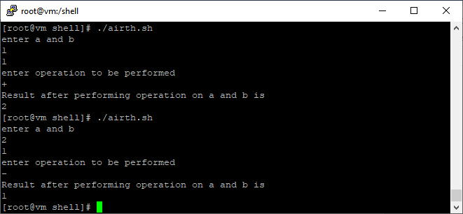 Shell Script To Perform Arithmetic Operations