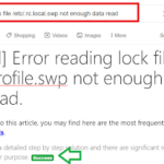 Solved Error Reading Lock File etc profile swp Not Enough Data Read
