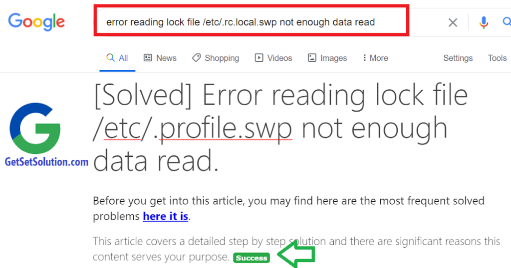  Solved Error Reading Lock File etc profile swp Not Enough Data Read