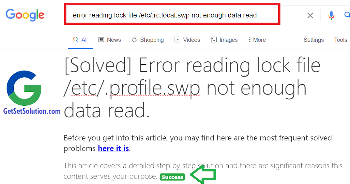 Solved Error Reading Lock File etc profile swp Not Enough Data Read