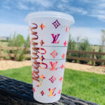 Starbucks Cup LV Inspired Holographic Pink Starbucks Cups Starbucks