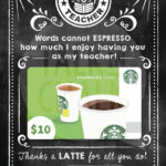 Teacher Appreciation Gift Starbucks PRINTABLE Gift Card Etsy In 2021