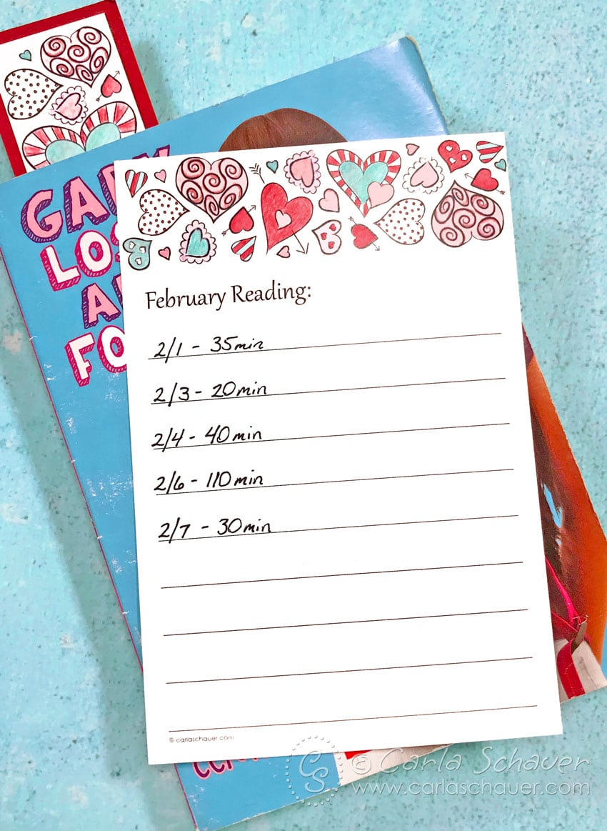 This Cute February Reading Log Makes An Easy Valentine Craft Carla 