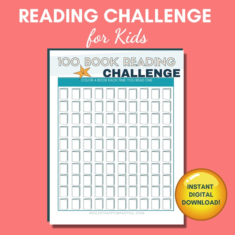 100 Book Challenge Printable Summer Reading Log Reading Etsy
