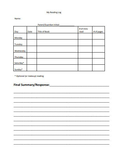 13 Reading Log Sheet Templates In PDF Free Premium Templates