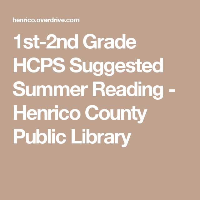 1st 2nd Grade HCPS Suggested Summer Reading Henrico County Public 