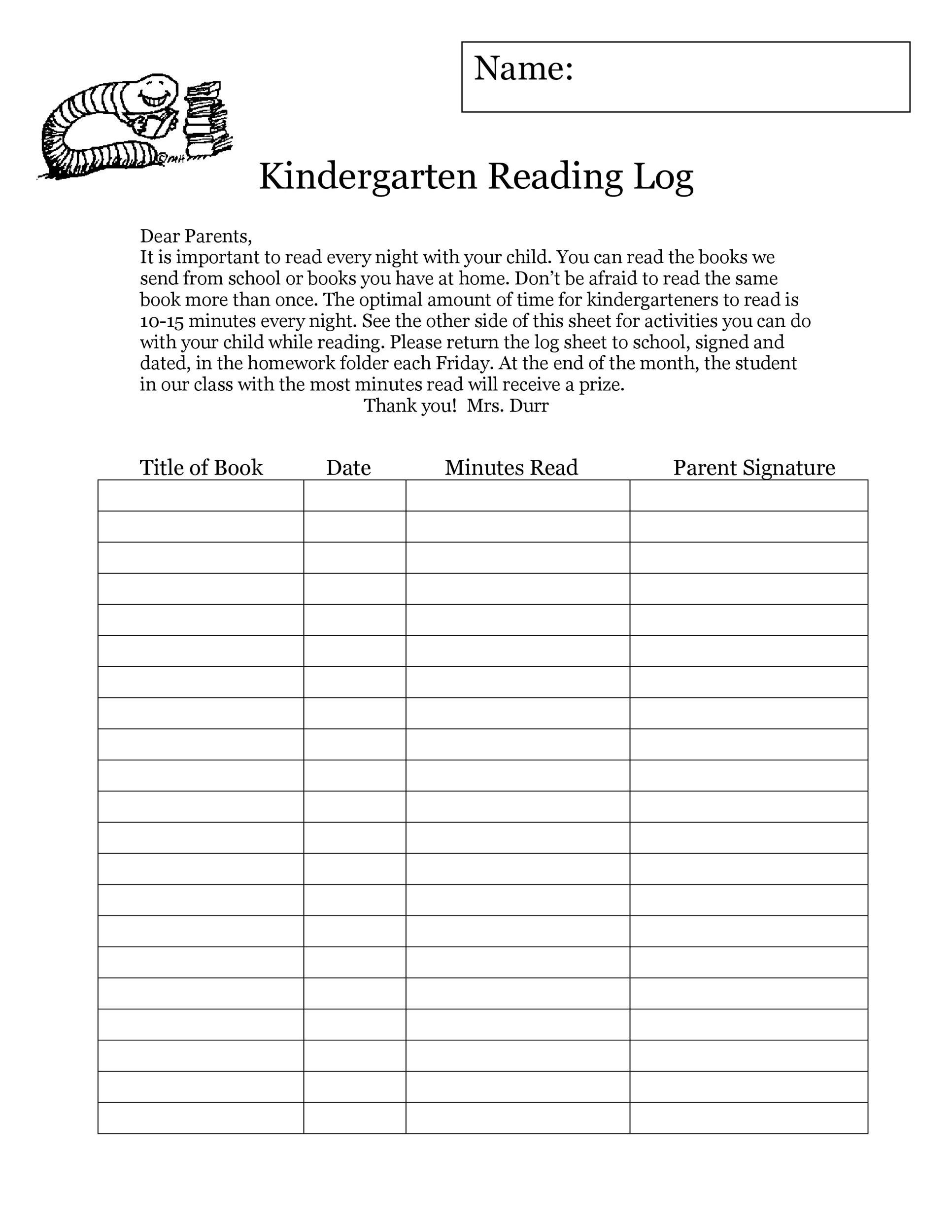 47 Printable Reading Log Templates For Kids Middle School Adults