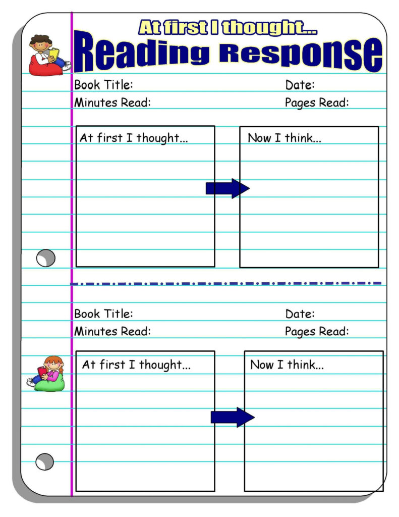 4th Grade Reading Response Worksheets Five Minute Reading Responses In 
