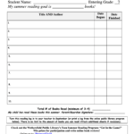 7th Grade Middle School Summer Reading Log Template Printable Pdf Download