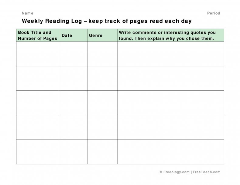 9 Reading Log Templates For Kids Middle School GENERAL