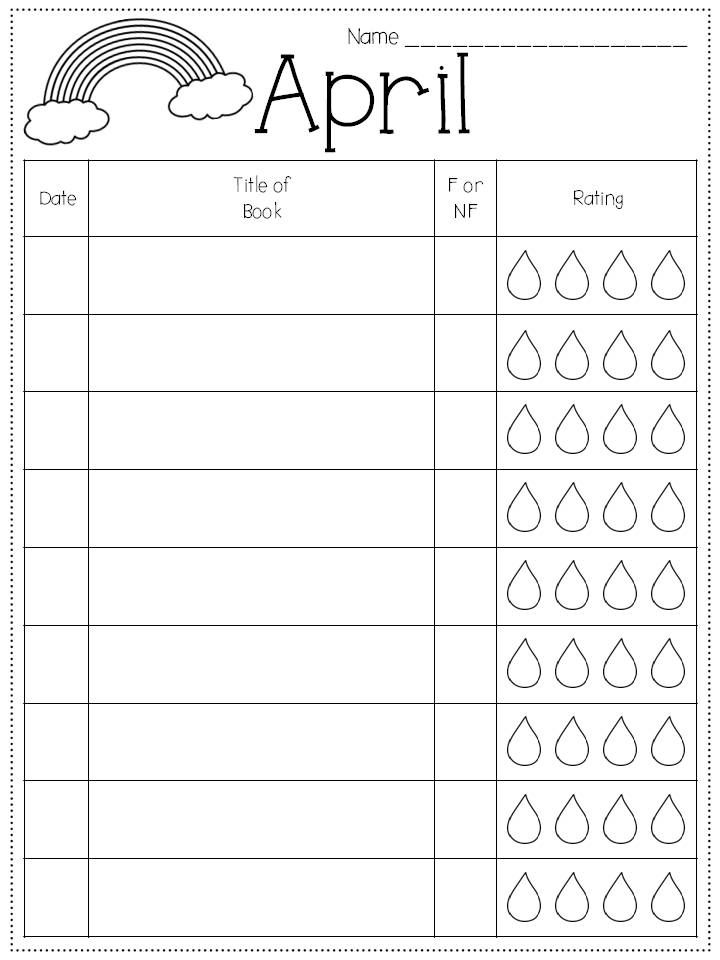 April Reading Printables Reading Printables April Reading Book Response