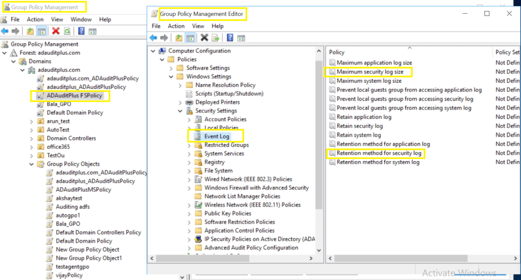 Configuration Of Event Log Windows File Audit ADAudit Plus