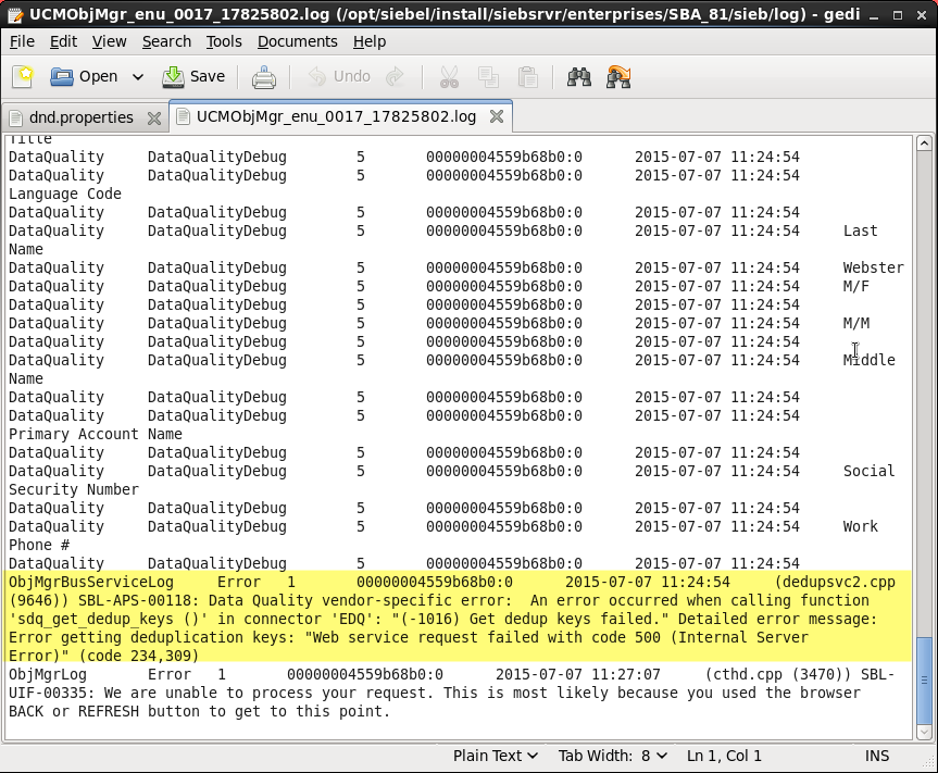 Debugging EDQ CDS Siebel Matching Issues