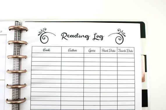 Digital Big Happy Planner Reading Log Big Planner Reading