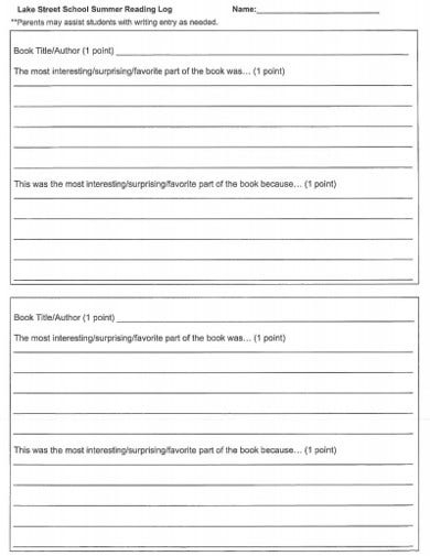 FREE 13 Summer Reading Log Templates In PDF MS Word Free Premium 