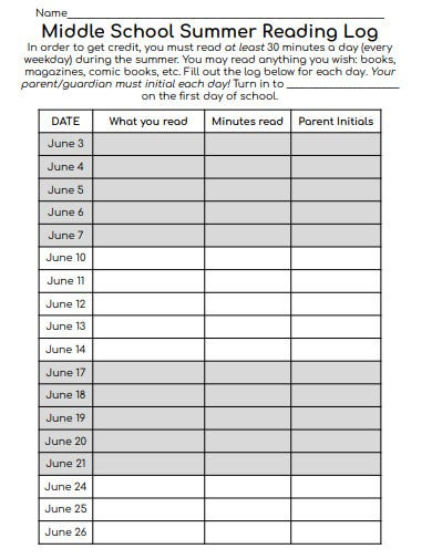 FREE 13 Summer Reading Log Templates In PDF MS Word Free Premium 