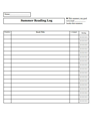 FREE 13 Summer Reading Log Templates In PDF MS Word Free Premium 